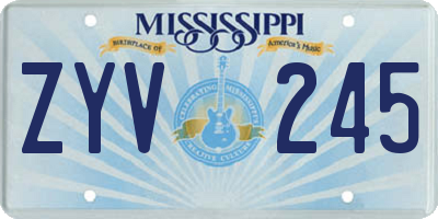 MS license plate ZYV245