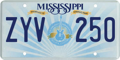 MS license plate ZYV250