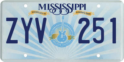 MS license plate ZYV251