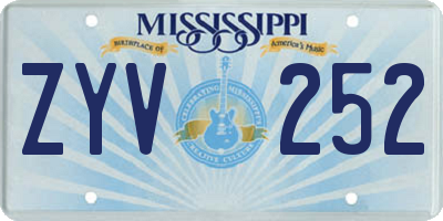 MS license plate ZYV252