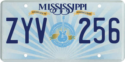 MS license plate ZYV256