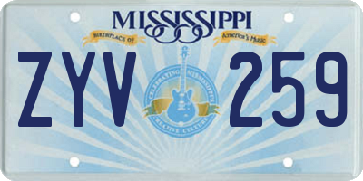 MS license plate ZYV259