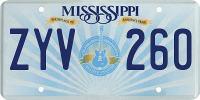 MS license plate ZYV260