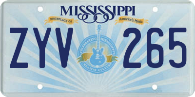 MS license plate ZYV265