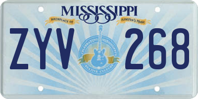 MS license plate ZYV268