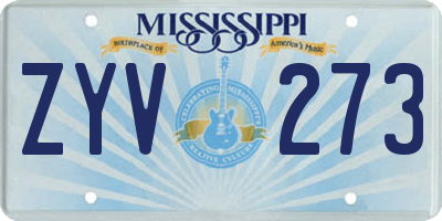 MS license plate ZYV273
