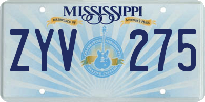 MS license plate ZYV275