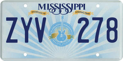 MS license plate ZYV278