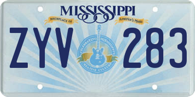 MS license plate ZYV283