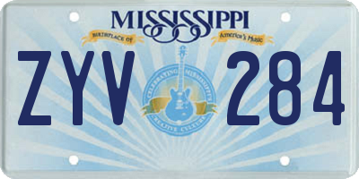 MS license plate ZYV284