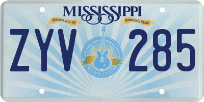 MS license plate ZYV285