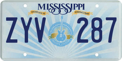 MS license plate ZYV287