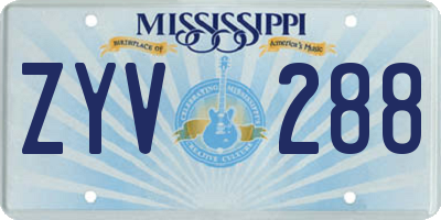 MS license plate ZYV288