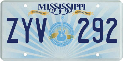 MS license plate ZYV292