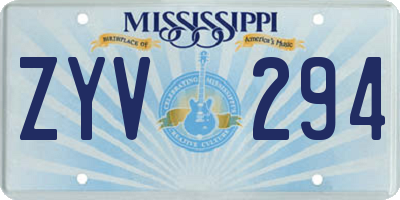 MS license plate ZYV294