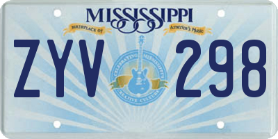 MS license plate ZYV298