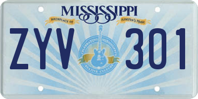 MS license plate ZYV301