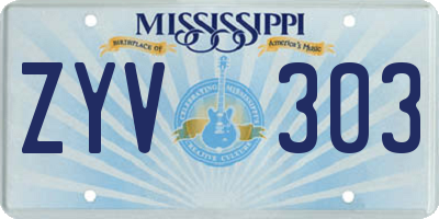 MS license plate ZYV303