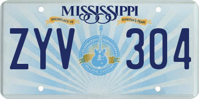 MS license plate ZYV304