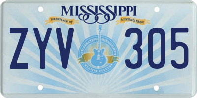 MS license plate ZYV305