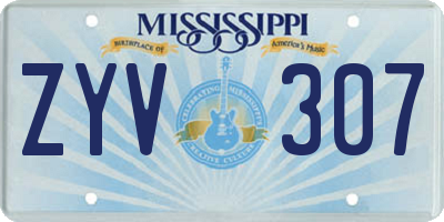 MS license plate ZYV307