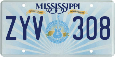 MS license plate ZYV308
