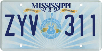 MS license plate ZYV311