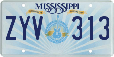 MS license plate ZYV313