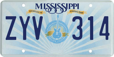 MS license plate ZYV314