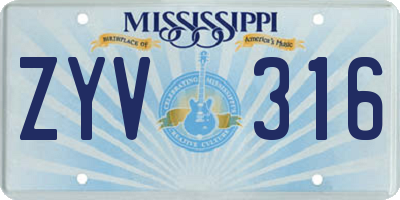 MS license plate ZYV316