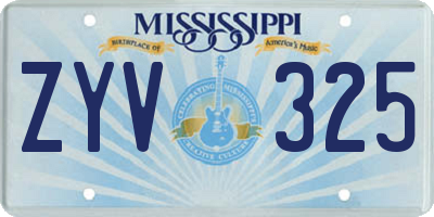 MS license plate ZYV325