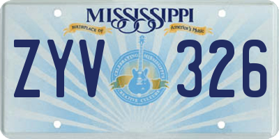 MS license plate ZYV326
