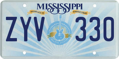 MS license plate ZYV330