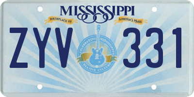 MS license plate ZYV331