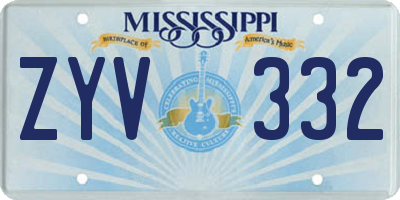 MS license plate ZYV332