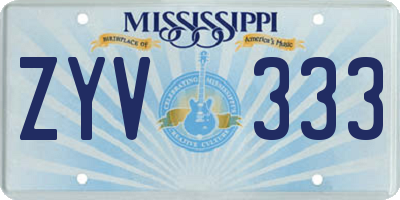 MS license plate ZYV333