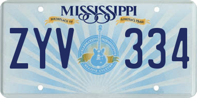 MS license plate ZYV334