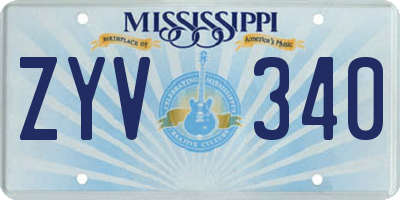 MS license plate ZYV340