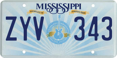 MS license plate ZYV343