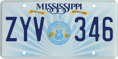 MS license plate ZYV346