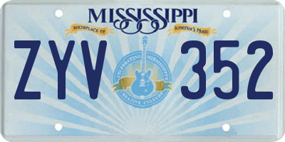 MS license plate ZYV352