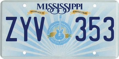 MS license plate ZYV353