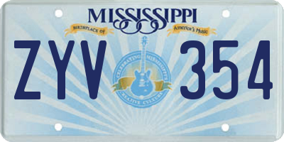 MS license plate ZYV354