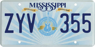 MS license plate ZYV355