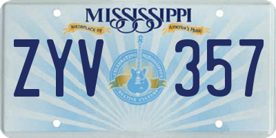 MS license plate ZYV357