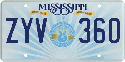 MS license plate ZYV360