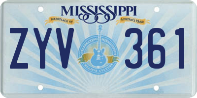 MS license plate ZYV361