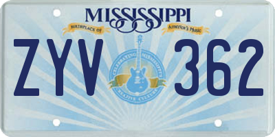 MS license plate ZYV362