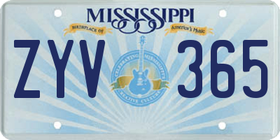 MS license plate ZYV365
