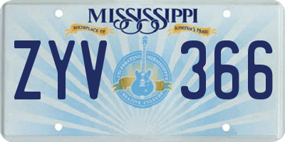 MS license plate ZYV366